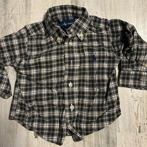 Ralph Lauren Kids Checkered Shirt - Navy and Yellow 9m